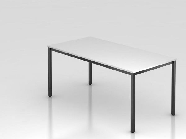 Hammerbacher Besprechungstisch 160x80cm Weiß/Schwarz eckig, Rechteckform, VDQ16/W/D