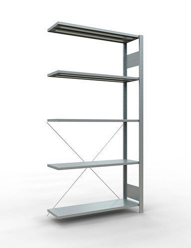 Schulte Fachbodenregal, Anbaufeld, 5 Lagerebenen, Kreuzstrebe, Fachlast 150 kg, 1006 x 336 x 2000 mm, 278688