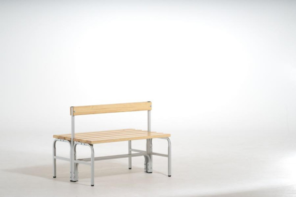 SYPRO Doppel-Sitzbank mit Rückenlehne (Typ G), Stahl/ Holz 101, lichtgrau, 1314482