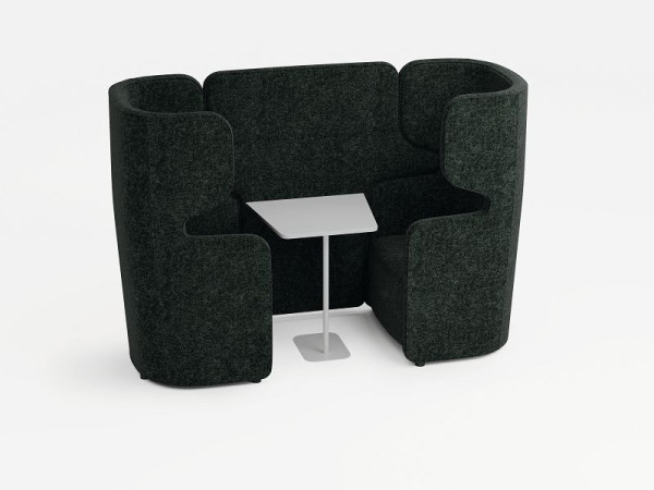 Bisley Vivo 2er-Set, gegenüberliegende Sessel mit hoher Rückenlehne, Farbe: anthrazit, ohne Zubehör, inkl. Tisch weiß, VIVH2SETXPWM0112TABW
