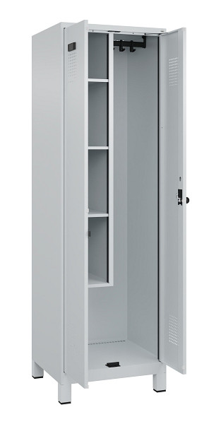 C+P Putzmittel-Spind Evolo PLUS, mit Füßen, 2 Abteile, 1950x600x500mm, 7035/703, Drehriegel, 049110-00 S10013