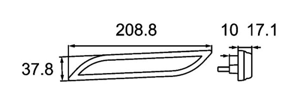HELLA Seitenmarkierungsleuchte, Shapeline Style, LED, 12/24V, Anbau, gelb, LED-Lichtfarbe: gelb, 250mm, offene Kabelenden, 2-polig, rechts, 2PS 013 305-301