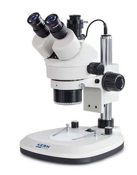 KERN Optics Stereo-Zoom-Mikroskop mit Ringbeleuchtung, Greenough 0,7 x - 4,5 x, Trinokular, Eyepiece HWF 10x / Ø 20mm, OZL 466