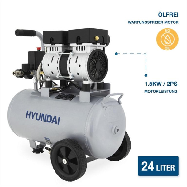 HYUNDAI Silent Kompressor, 24 Liter, 9 Bar, SAC15024