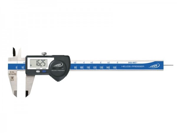 HELIOS PREISSER Digitaler Taschenmessschieber, RS232+Digimatic DATA VARIABLE, rundes Tiefenmaß, Messbereich 150 mm, 1320516