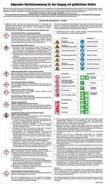 SafetyMarking Aushang - Gefahrstoffe, Allgemeine Betriebsanweisung für den Umgang mit gefährlichen Stoffen, BxH 48x83 cm, Kunststoff (Hart-PVC), 43.A9510