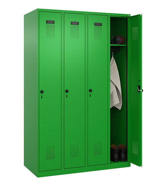 C+P Spind Evolo PLUS, 4 Abteile, 1850x1200x500mm, 6037/6037, Verschluss Drehriegel, Ablageböden 4, 049000-40 S10026