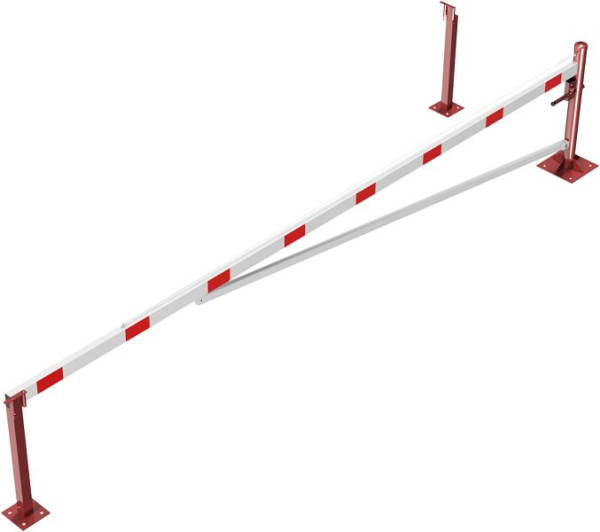Schake Drehschranke mit Auflagepfosten und Seilzugverstärkung, für Dübel Befestigung, Schrankenbaumlänge: 5500 mm, mit Dreikantverschluss, 4213_55FBP