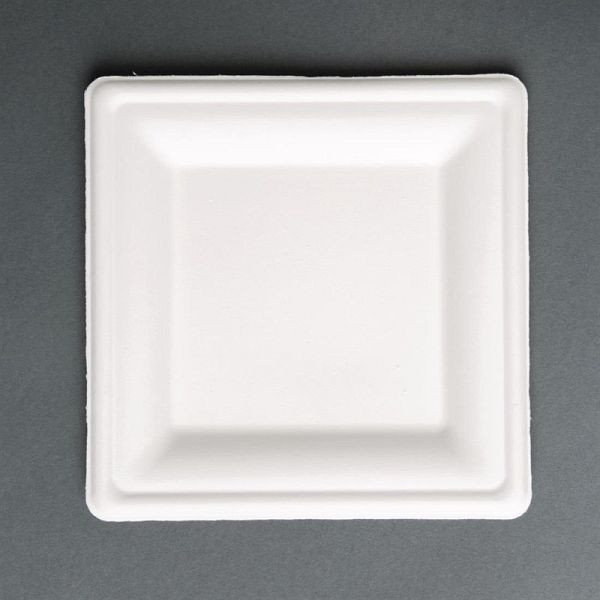 Fiesta Compostable kompostierbare Teller aus Bagasse quadratisch 26,1cm (50 Stück), FC520
