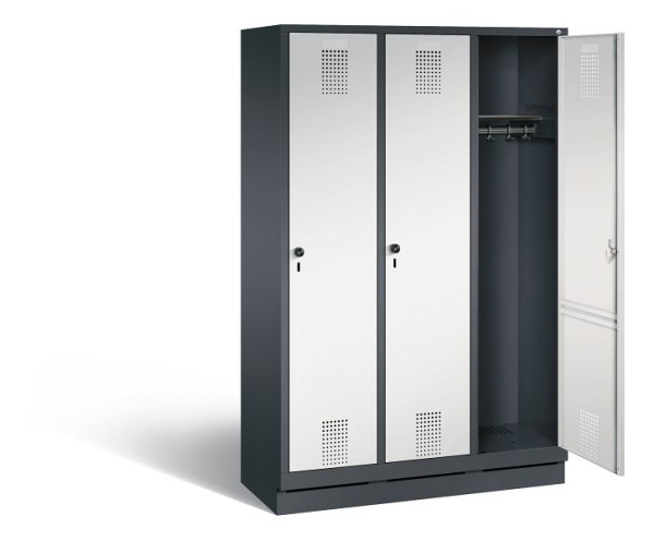C+P Garderobenschrank Evolo, H1800xB1200xT500mm, Farbe: Schwarzgrau / Lichtgrau, 48020-32 S10023