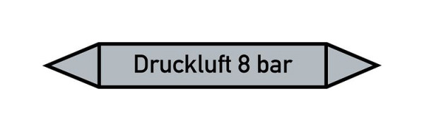 Schilder Klar Rohrleitungskennzeichen Druckluft 8 bar, 33000x90 mm Folie selbstklebend, 101511/90