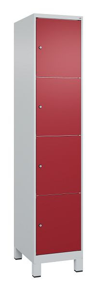 C+P Schließfachschrank Classic PLUS, Füße, 1950x400x500mm, 7035/3003, mit 4 Fächern, 080010-124 S10001