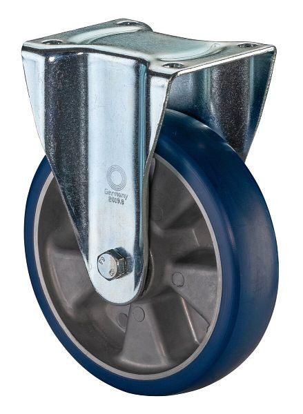 BS Rollen Schwerlastrolle Bockrolle, Polyurethanrad 83 Shore, Aluminiumfelge, Kugellager, Platte, Durchmesser: 160 mm, L610.B92.160
