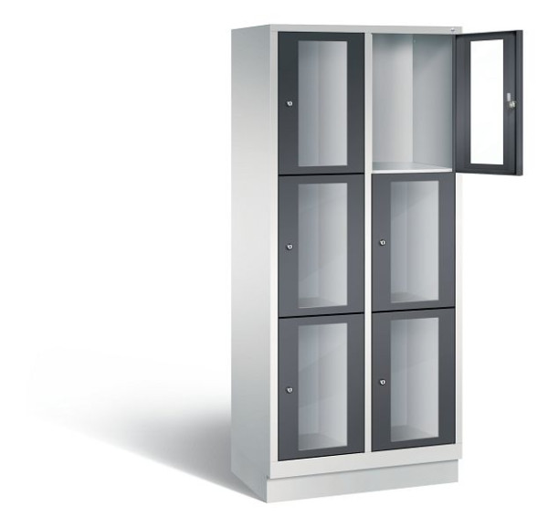 C+P Schließfachschrank Classic, H1800xB810xT500mm, Farbe: Lichtgrau / Schwarzgrau, 8020A223 S10005