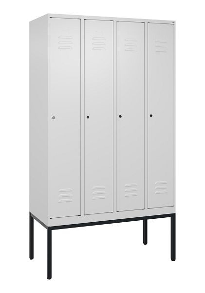 C+P Umkleidespind Classic PLUS mit Mitteltrennwand, Gestell, 4 Abteile, 2120x1200x500mm, 9016/9016, Zylinderschlösser, 0800307-40F S10029
