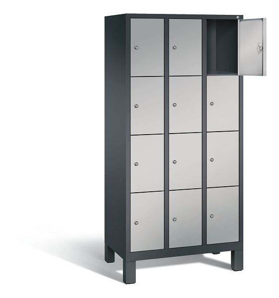 C+P Schließfachschrank Evolo, H1850xB900xT500mm, Farbe: Schwarzgrau / Weißaluminium, 48010-304 S10110