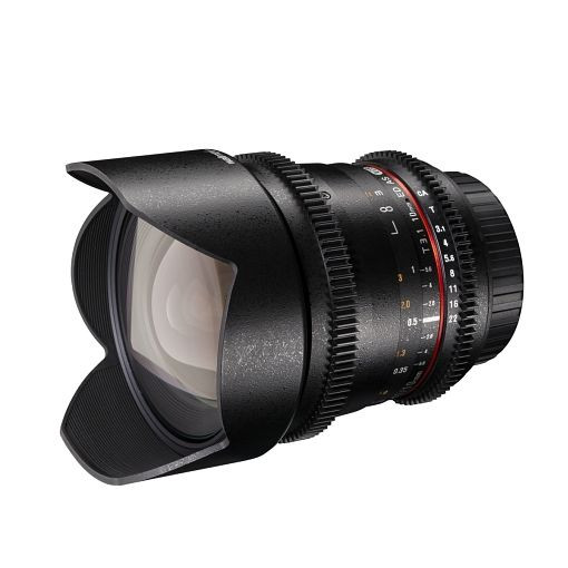Walimex pro 10/3,1 Video APS-C Objektiv für Canon EF-S, inkl. Schutzdeckel und Objektivtasche und Gegenlichtblende, 1020181