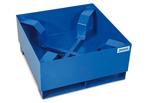 DENIOS Auffangwanne classic-line für 1 Fass, Stahl lackiert, Füße, Fassstütze, B 866 mm, 182582