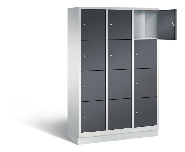 C+P Schließfachschrank Evolo, H1800xB1200xT500mm, Farbe: Lichtgrau / Schwarzgrau, 48020-324 S10227