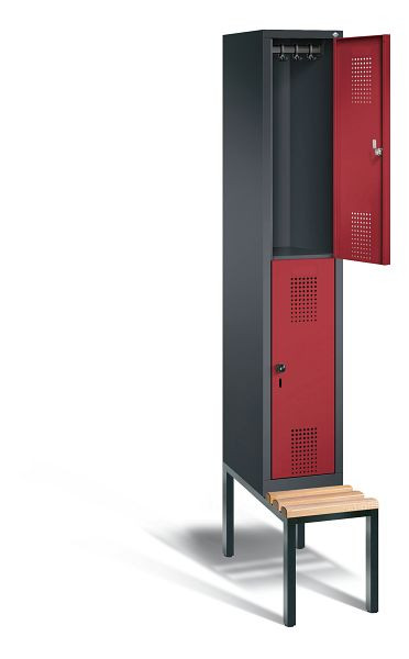 C+P Spind doppelstöckig Evolo, H2090xB320xT815mm, Farbe: Schwarzgrau / Rubinrot, 48350-10 S10079