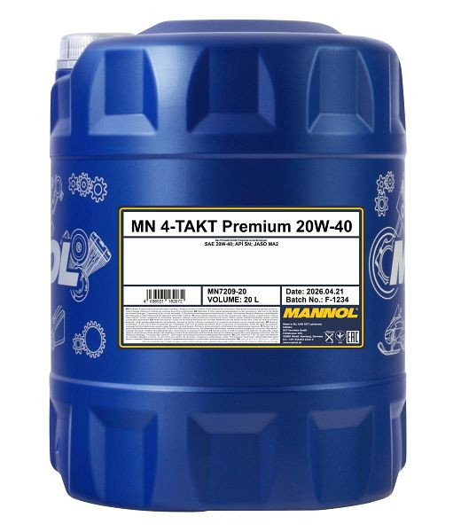 MANNOL Motoröl 7209 4-TAKT Premium 20W-40, VE: 20 l, MN7209-20