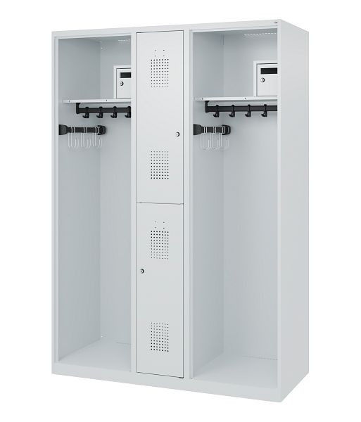 C+P Feuerwehrspind Evolo, Modell MAXI, 2 Abteile, H1850B1300T500 mm, Lichtgrau, 0496015-030 S10000