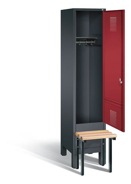 C+P Garderobenschrank Evolo, H1850xB420xT815mm, Farbe: Schwarzgrau / Rubinrot, 48030-12 S10086