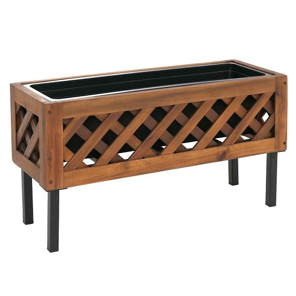 Mendler Pflanzkasten HWC-P86, Blumen-/Pflanzkübel Blumenkasten, In-/Outdoor Akazie Holz FSC®-zertifiziert 35x64x24cm, braun, 120474
