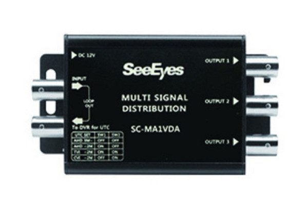 SeeEyes SC-MA1VDA Videosignalverteiler, 1x Eingang, 4x Ausgang, AHD, CVI, TVI, Composite, SC-MA1VDA + 12V PSU