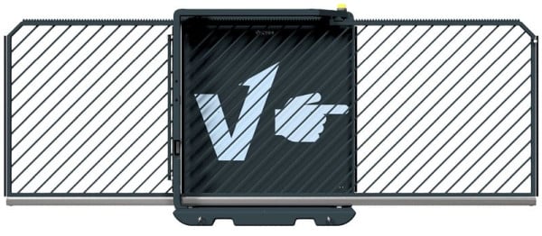 SCHAKE-VECTOR Faltbares Schiebetor V-Gate-Simple, verzinkt + schwarz-matt pulverbeschichtet, ohne Zutrittskontrolle, mit Lichtschranke, VPSE23SOB0316