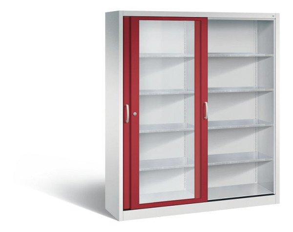 C+P Schiebetürenschrank Acurado, H1950xB1600xT400mm, Farbe: Lichtgrau / Rubinrot, Bügelgriff, 2149-055 S10046