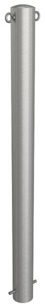 Schake Sperrpfosten aus Edelstahl Typ 4089, Ø 89mm, ortsfest zum Einbetonieren, geschliffen, mit 2 Ösen, 4089+2