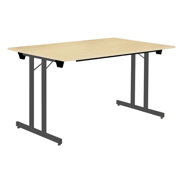 Bisley Klapptisch, rechteckig, Breite 1600 mm, Tiefe 800 mm, 19mm Tischstärke, 334 anthrazitgrau x MP ahorn, KT1608MP334