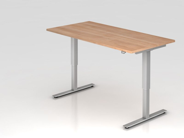 Hammerbacher Sitz-Steh-Schreibtisch elektrisch 160x80cm Nussbaum, Arbeitshöhe 73 - 119 cm, VXMST16/N/S