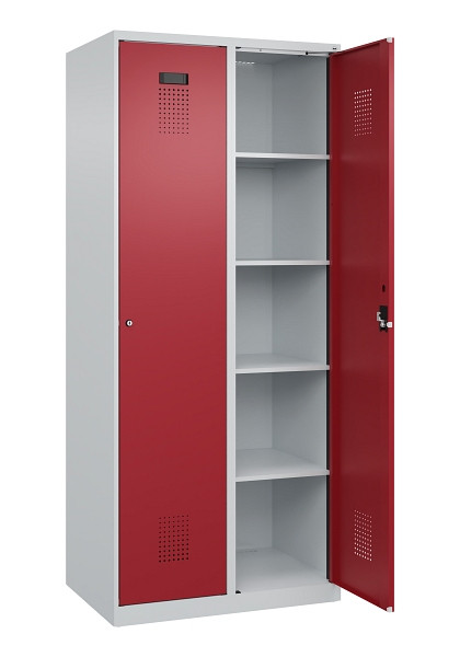 C+P Wäsche-Spind Evolo PLUS, 2 Abteile, 1850x800x500mm, 7035/3003, Verschluss Zylinderschloss, Ablageböden 8, 049000-22B S10031