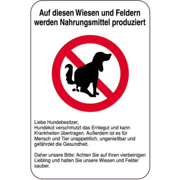 Stein HGS Sonderschild, Auf diesen Wiesen und Feldern werden Nahrungsmittel produziert, 400 x 600 mm, 15089