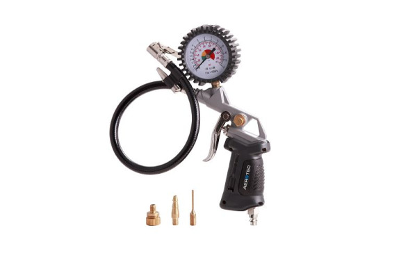 AEROTEC Druckluft Reifenfüller Luftdruckprüfer PSI 30 cm Schlauch, Luftverbrauch: 100 l/min, 25822005