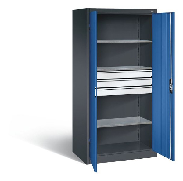 C+P Werkzeugschrank Acurado, H1950xB930xT600mm, Farbe: Schwarzgrau / Enzianblau, Muldengriff, 8922-5030 S10139