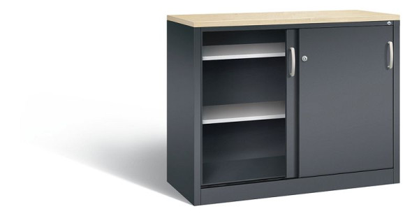 C+P Sideboard mit Schiebetüren Acurado, H1000xB1200xT500mm, Farbe: Schwarzgrau, Bügelgriff, 2056-00 S10134