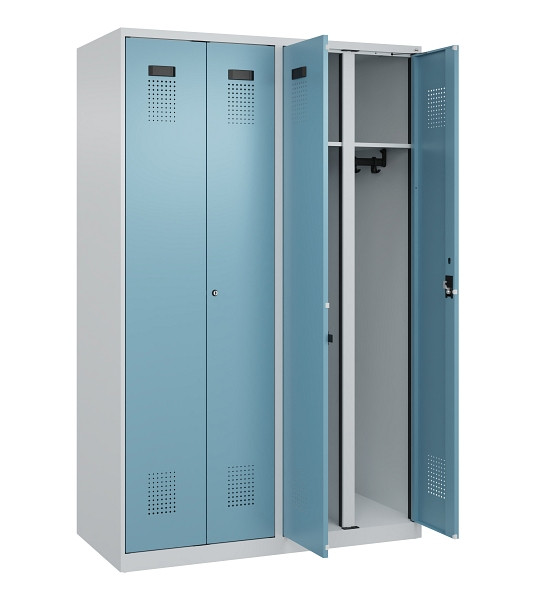C+P Schwarz-Weiß-Spind Evolo PLUS, 4 Abteile, 1850x1200x500mm, 7035/0010, Zylinderschloss, 049002-40 S10036