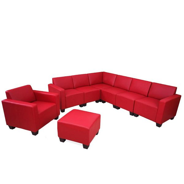 Mendler Modular Sofa-System Couch-Garnitur Lyon 6-2, Kunstleder, rot, 26330