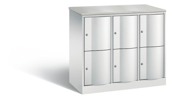 C+P Schließfachschrank Resisto, 6 Fächer, H1077xB1148xT540 mm, Grau/DBS Hellgrau, 8472-372 S10042