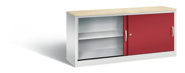 C+P Sideboard mit Schiebetüren Acurado, H720xB1600xT400mm, Farbe: Lichtgrau / Rubinrot, Bügelgriff, 2 OH, 5724-00 S10415