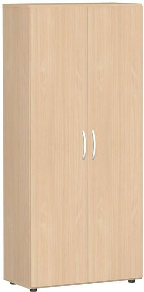 geramöbel Flügeltürenschrank mit Standfüßen, inkl. Türdämpfer, abschließbar, 800x420x1808, Buche/Buche, S-385100-BB
