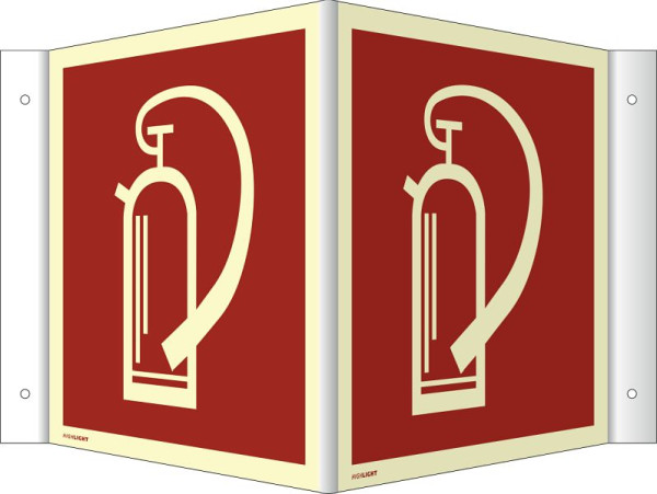 Moedel Winkelschild Feuerlöscher, Kunststoff, nachleuchtend, 160-mcd, 200x200 mm, 76863