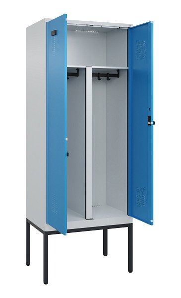 C+P PSA Doppel-Spind Evolo PLUS, Gestell, 2 Abteile, 2120x800x500mm, 7035/5012, Drehriegel, 0490327-22P S10007