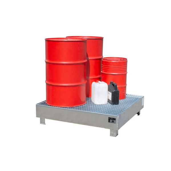 STEIN HGS Auffangwanne WM, 3mm Stahlblech, für 200l-Fässer, 216 Liter, Gesamthöhe 290 mm, 4 x 200 Liter Fass, 79196.0002