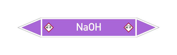Schilder Klar Rohrleitungskennzeichen NaOH, 33000x90 mm Folie selbstklebend, 101618/86
