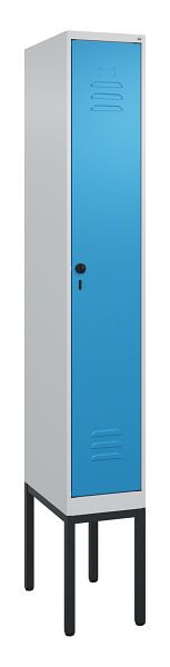 C+P Umkleidespind Classic PLUS mit Mitteltrennwand, Gestell, 2120x300x500mm, 7035/5012, Drehriegel, 0800307-10F S10004