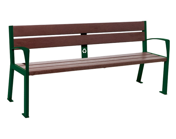 Procity Sitzbank Silaos® 5 Leisten, Mit Armlehne, Stahl & Recycling-Kunststoff, RAL 6005, 209514.6005